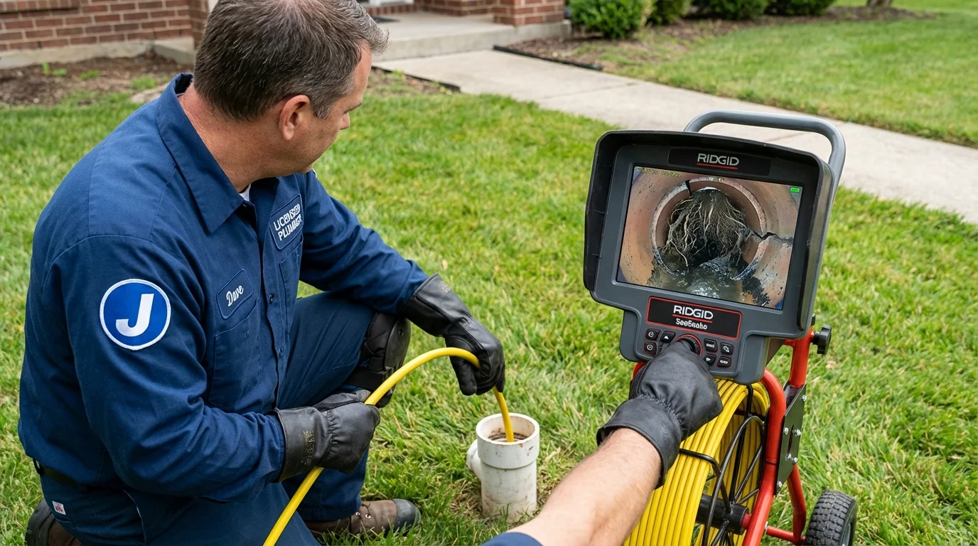 Sewer camera inspection being performed by Johns Plumbing LLC in Millville